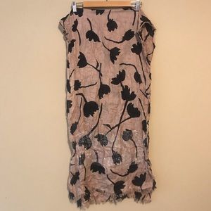 Blush pink and black Loft lightweight scarf